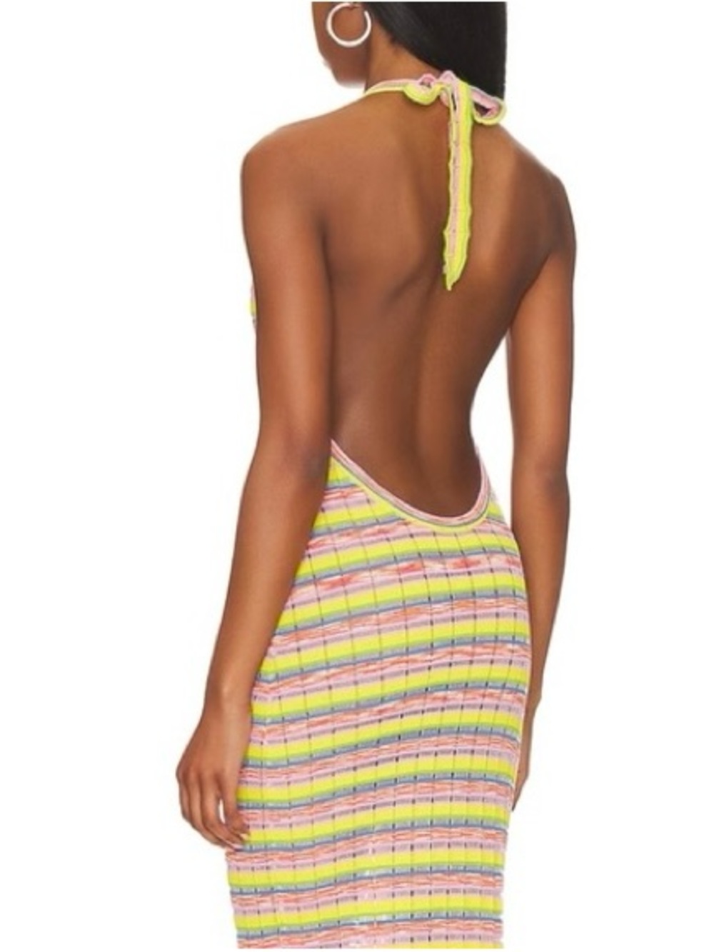 Backless Halter Kids One-Piece in Pastel Stripe